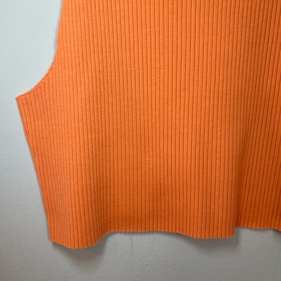 Aerie Women's Ribbed Raw Edge Cropped Tank Top Orange Crew Sleeveless Shirt   XL - Picture 4 of 7